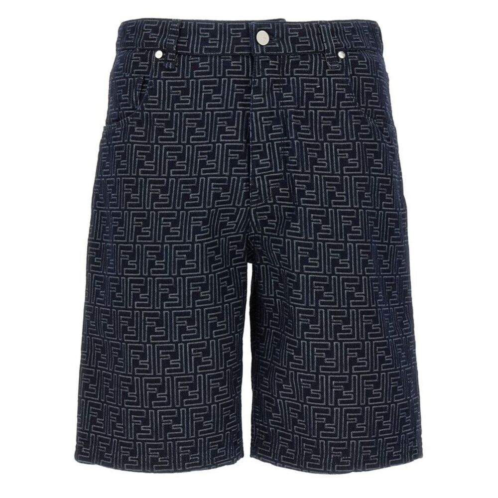 Fendi Men Bermuda Jeans Jacquard Ff